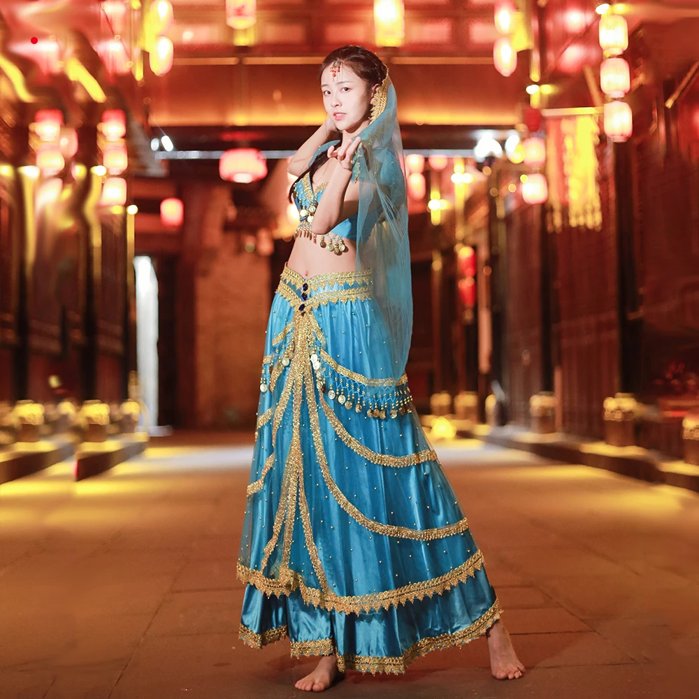 Женские индийские костюмы танец живота Болливуд комплект Хэллоуин Аниме Косплей