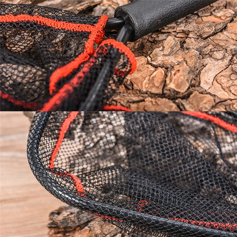 

45cm Portable Fly Fishing Net Mesh Soft RubberTrout Catch Net Lanyard Fishing Tackle