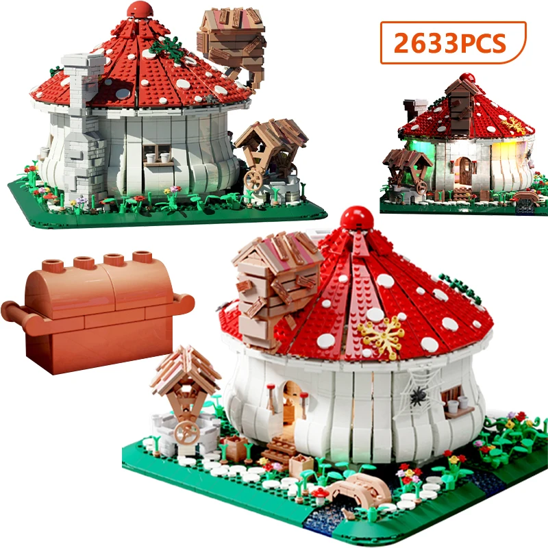 

City Street View Light LED Mushroom House Model Building Blocks Friends Figures Architecture Bricks DIY Toys For Children Girls