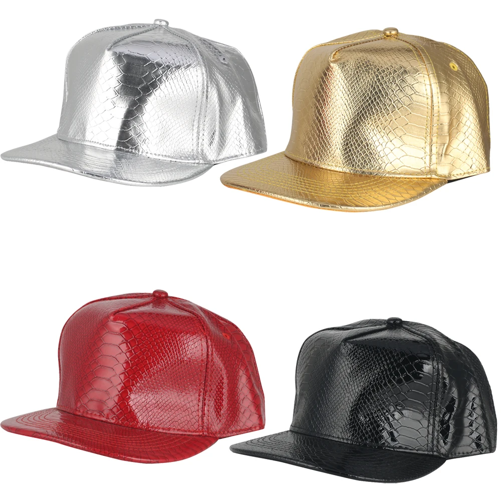 Для мужчин кепки в стиле хип-хоп Цвет Красный змеиная из искусственной кожи шапка