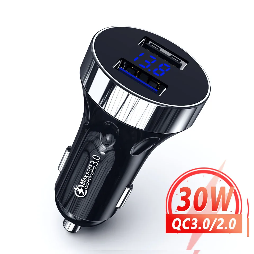 Автомобильное зарядное устройство 30 Вт с двумя usb-портами быстрая зарядка QC 3 0