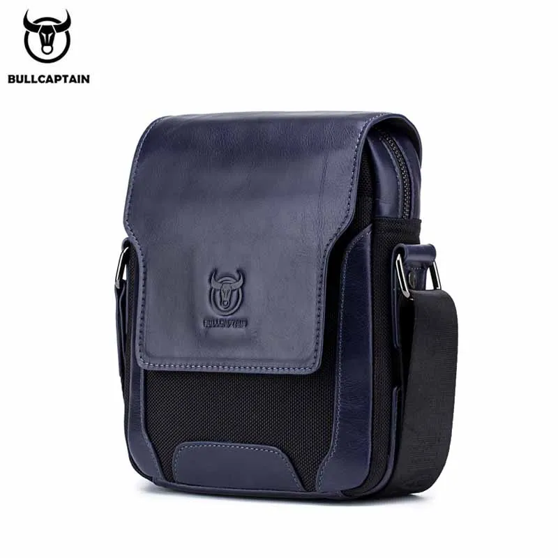 BULLCAPTAIN men's leather diagonal shoulder bag new top layer cowhide casual personality multifunctional small and medium bag