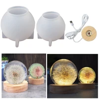 crystal ball led night lights epoxy resin mold home decoration silicone mold wooden led lighted base dandelion flower diy crafts