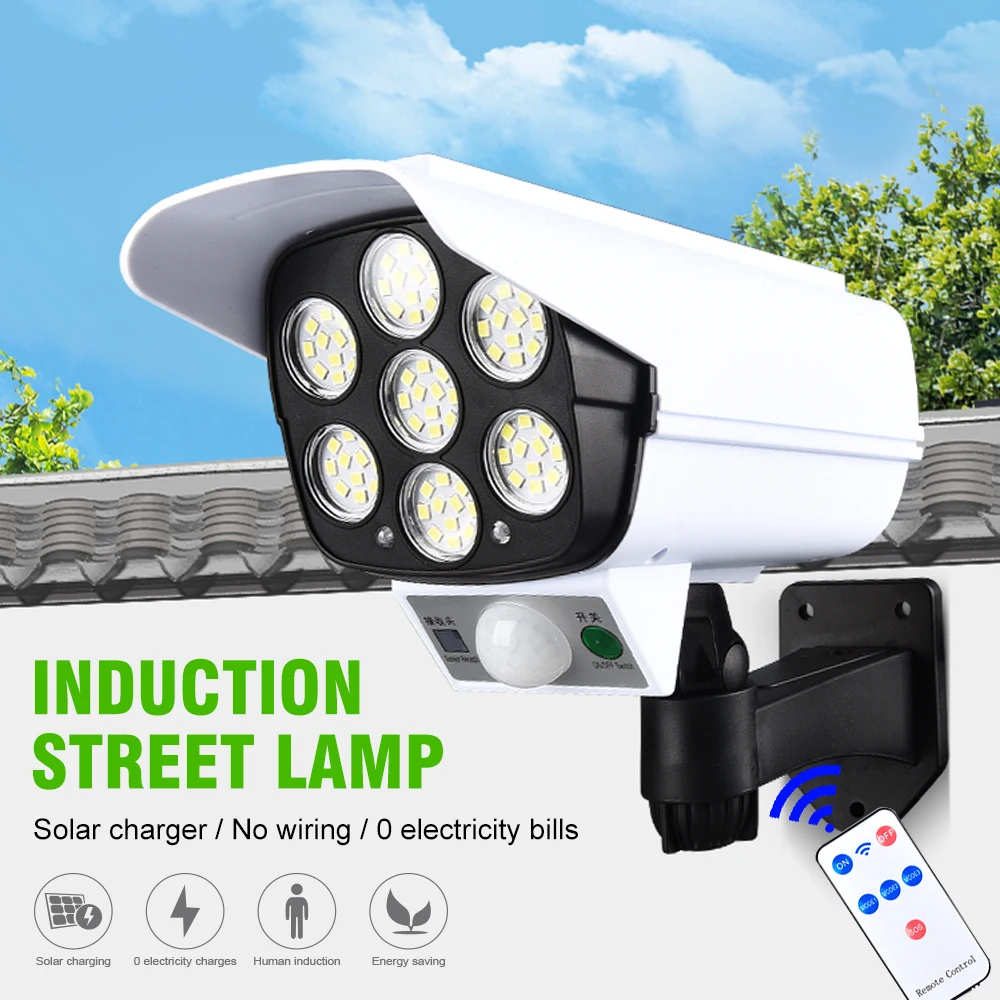 

77 LED Solar Light outdoors Simulation Monitoring Security Lighting with motion sensor Wall Lamp Solar Fake CCTV Camera Lights