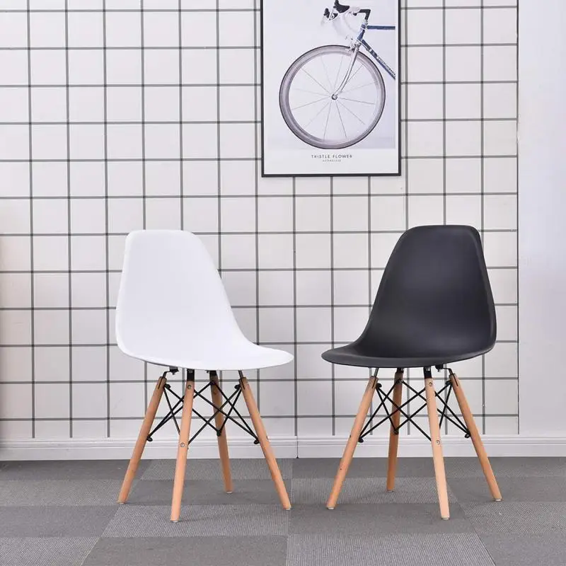 

4 шт./компл. скандинавские простые обеденные стулья из железной проволоки, деревянные ножки, полипропиленовые стулья, современные стулья дл...