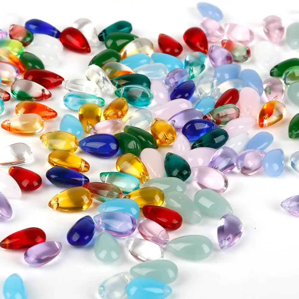 Бусины стеклянные в форме водного кулона 14 х8 мм 1 шт. 20 цветов | Украшения и