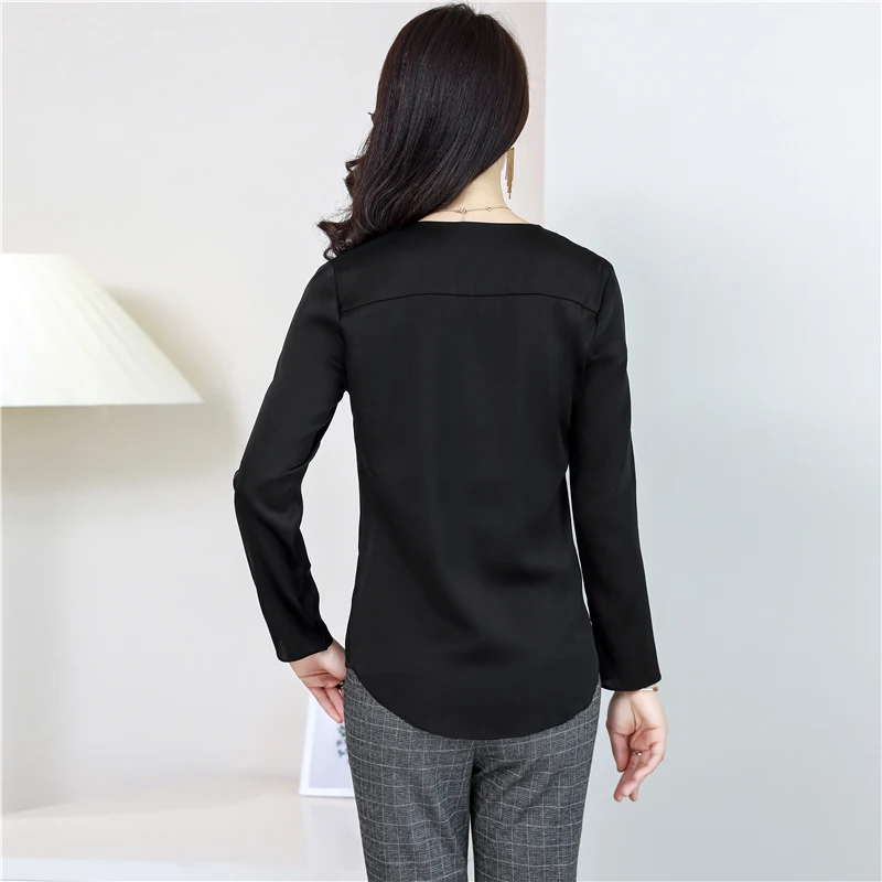 Весенне осенняя блузка из натурального шелка белые черные женские топы и блузки