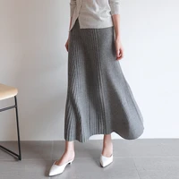 fall new korean version of retro high waist pleated large skirt long umbrella skirt sr9019