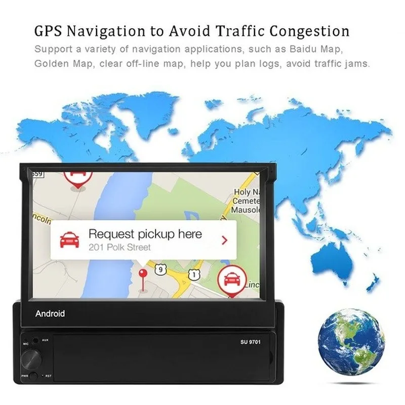 Автомобильный радиоприемник на Android 8 1 GPS выдвижной MP5 7 дюймов Mirror Link Wi-Fi Авторадио
