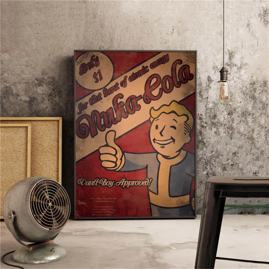 Fallout 3 4 игровой плакат Классический рисунок настенное Искусство Наклейка бумага для поделок в стиле ретро Античная живопись кафе, бар, паб домашний декор 42x30 см