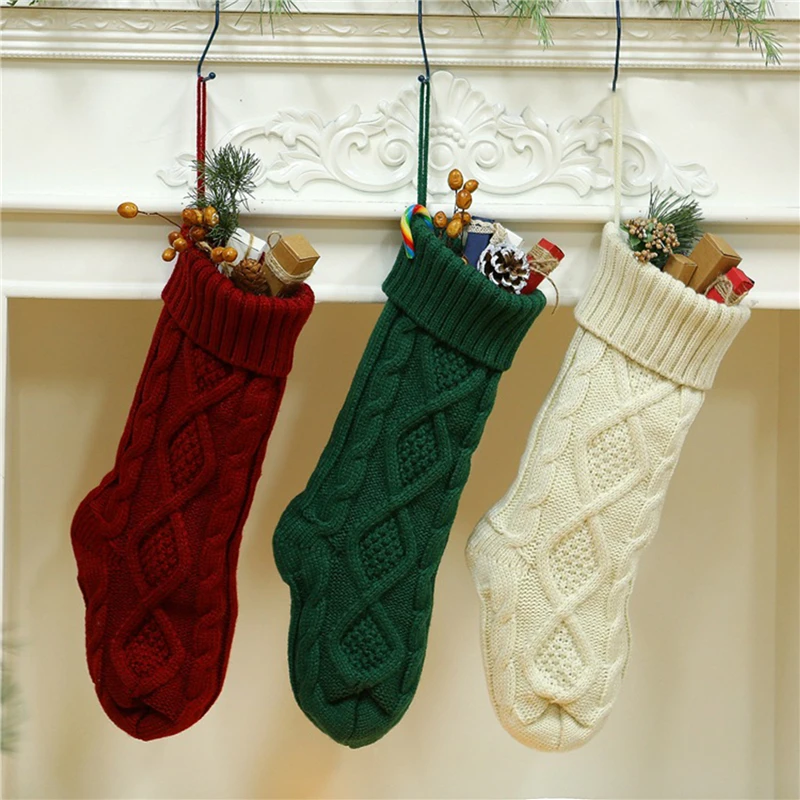 

Рождественские чулки, вязаные чулки, рождественские подарки, искусственное украшение для детей, конфеты, рождественские носки