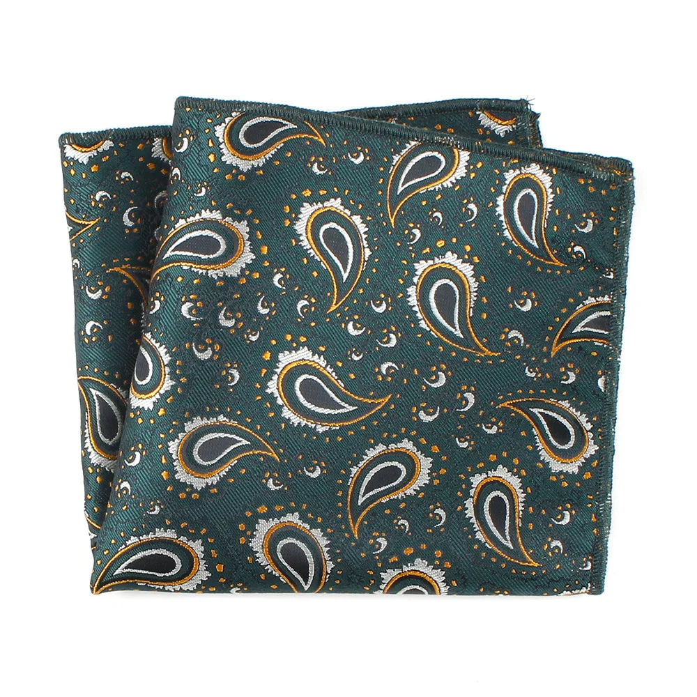 

Sitonjwly Paisley Cashew Handkerchief Men's Business Polyester Dress Suit Pocket Towel Business Gentlemen Hankies Custom Logo