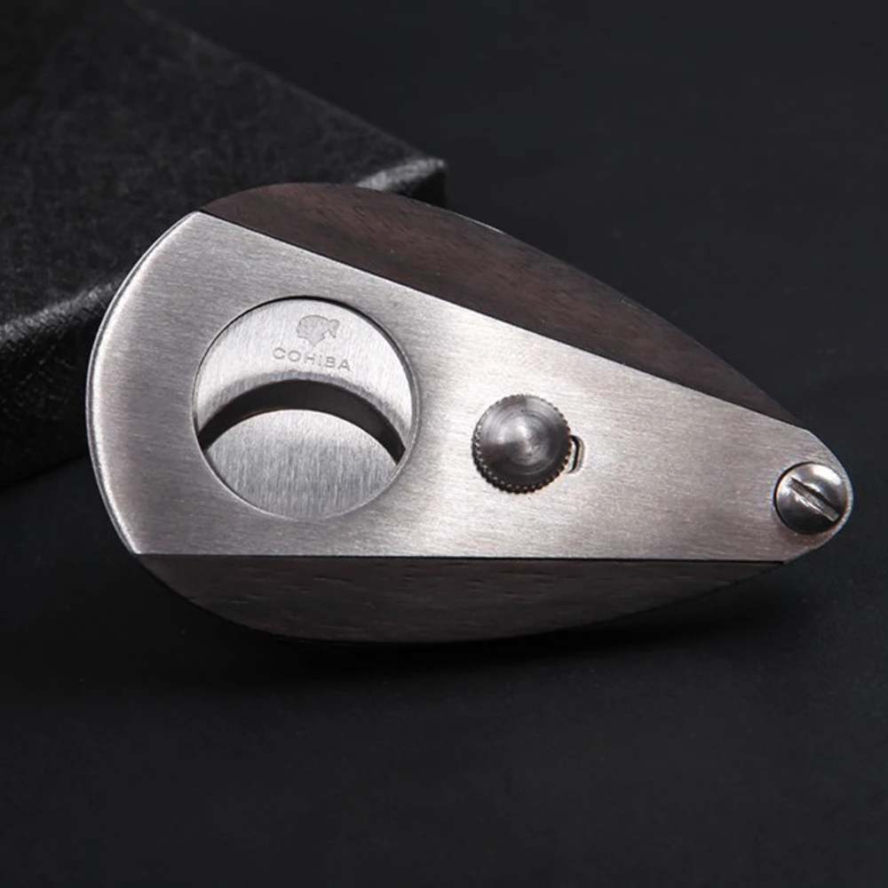 

Top Quality Cohiba Cigar Cutter Cigar Scissors Sandalwood Sector Edged Stainless Steel Blade Cigar Smoking Accessories