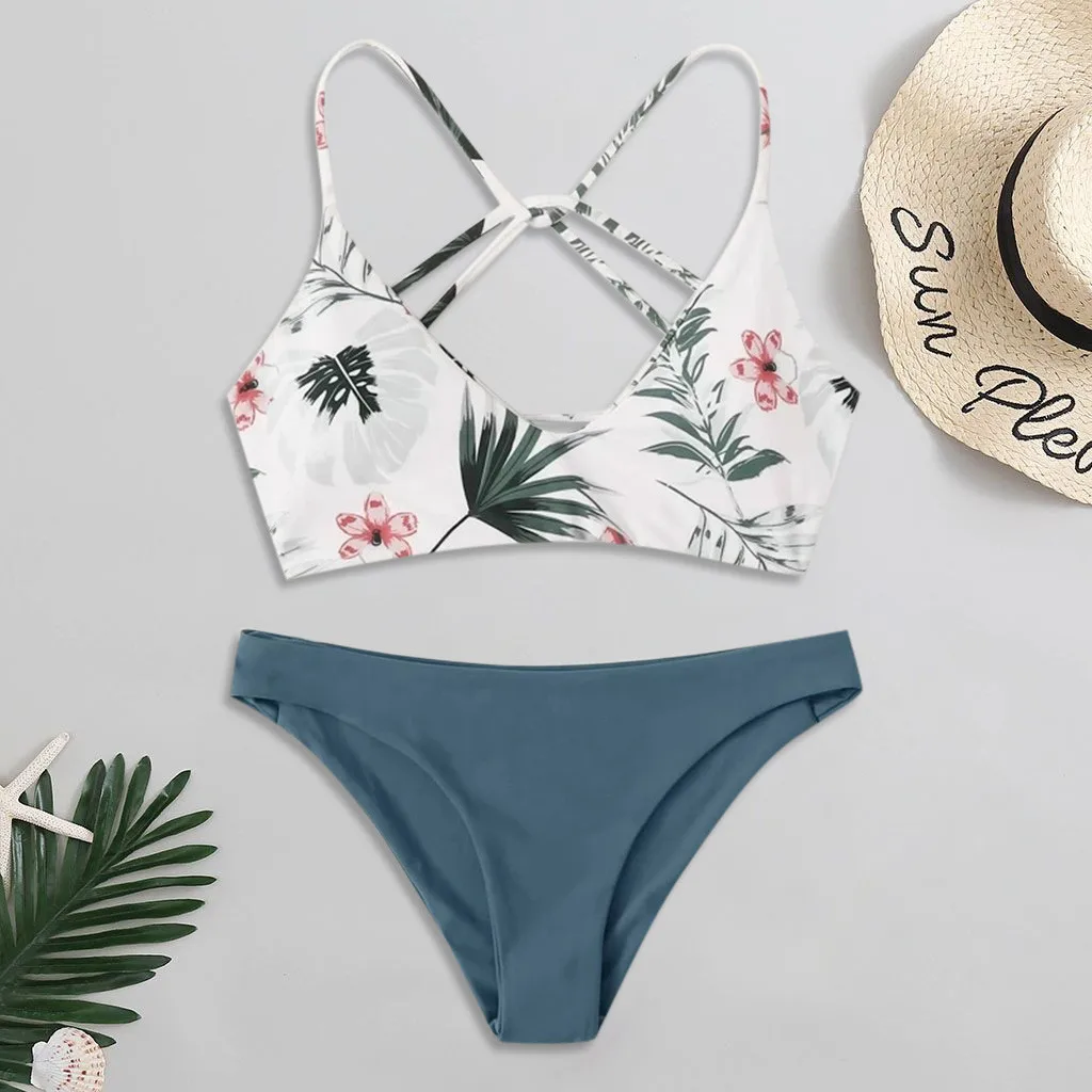 

Floral Women Bikini Mujer Set Swimsuit High Waist Summer Push-Up Beachwear Padded Bathing Suit Swimwear Kупальник 2021
