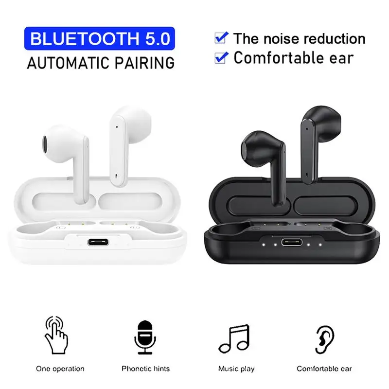 

Wireless Bluetooth 5.0 Earphones Waterproof TWS Stereo Bass Sound CVC 8.0 Noise Reduction Mini Low Latency Gaming Earbuds