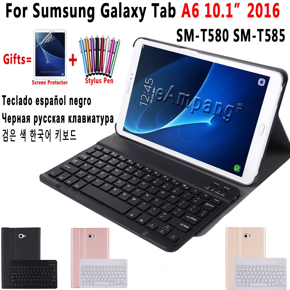 Чехол для Samsung Galaxy Tab A A6 10 1 2016 тонкий кожаный чехол с клавиатурой и Bluetooth T580 T585