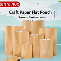 100pcslot custom printing logo craft food pouch kraft paper flat bag for gifts candy packaging pouch gift bag packaging