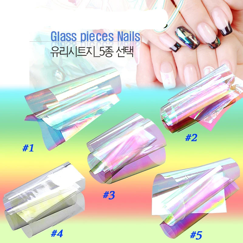 5 шт. бумаги для дизайна ногтей наклейки маникюра нерегулярные стекла штук DIY