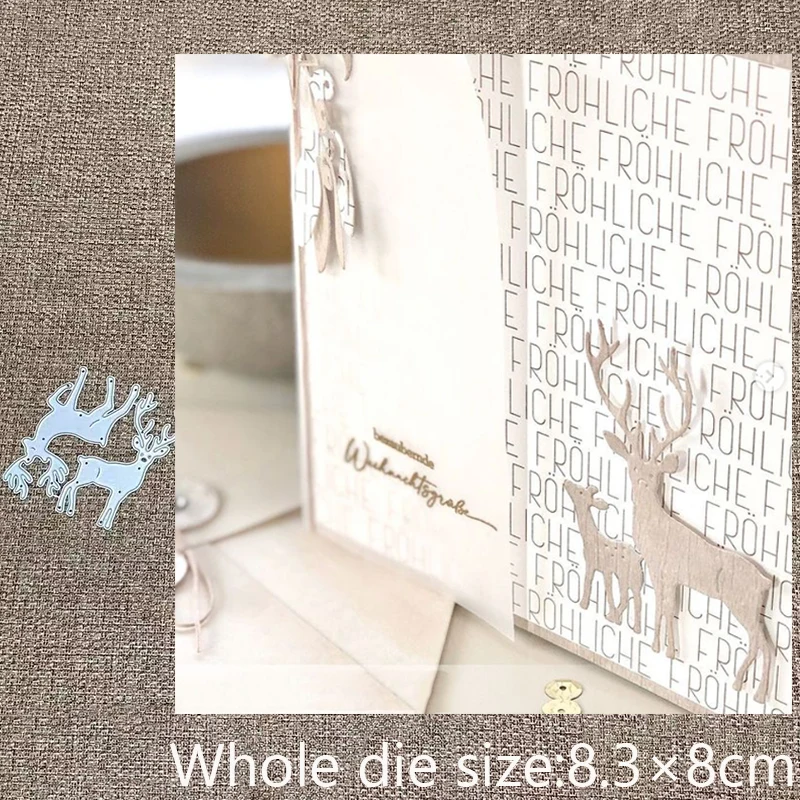 

New Design Craft Metal stencil mold Cutting Die 2pcs deer decoration scrapbook die cuts Album Paper Card Craft Embossing