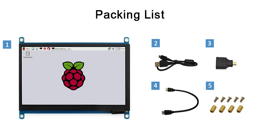 7 дюймов сенсорный экран raspberry 1024x600 ips емкостный ЖК-дисплей сенсорный экран совместим с различными системами мульти мини-ПК Raspberry Pi