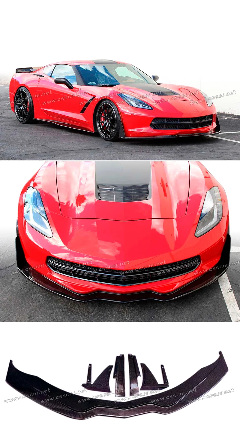 Углеродное волокно передний диффузор для губ для Corvette C7 обвес Авто Модификация аксессуары для стайлинга автомобилей