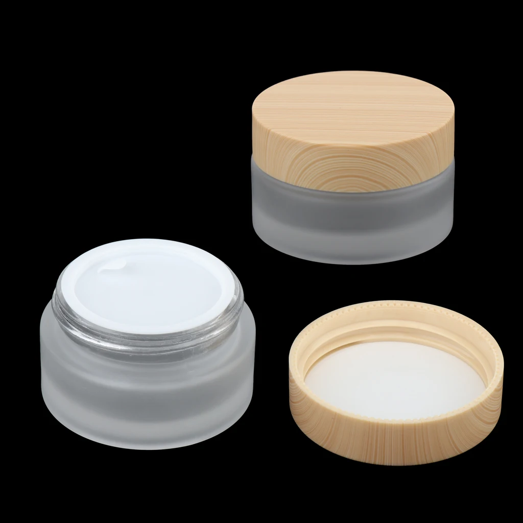 

2 Pieces Empty Round Cream Jar Empty Jars Cosmetic Containers with Wood