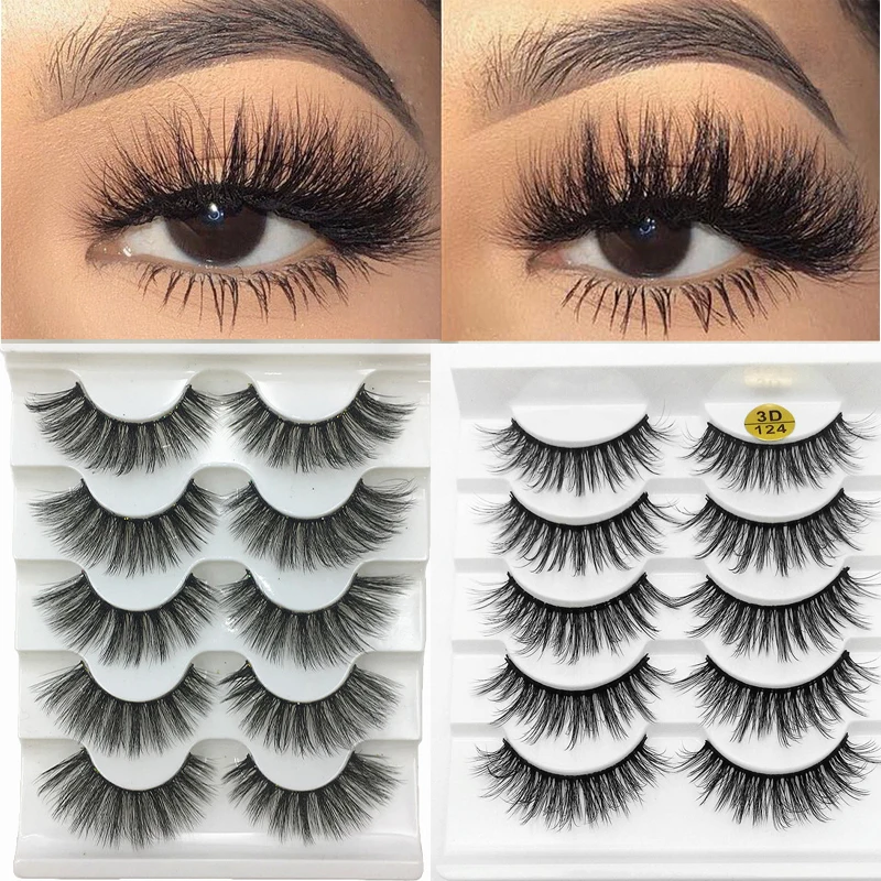 5 пар 2 стиля 3D Искусственные норковые волосы Мягкие Накладные ресницы пушистые