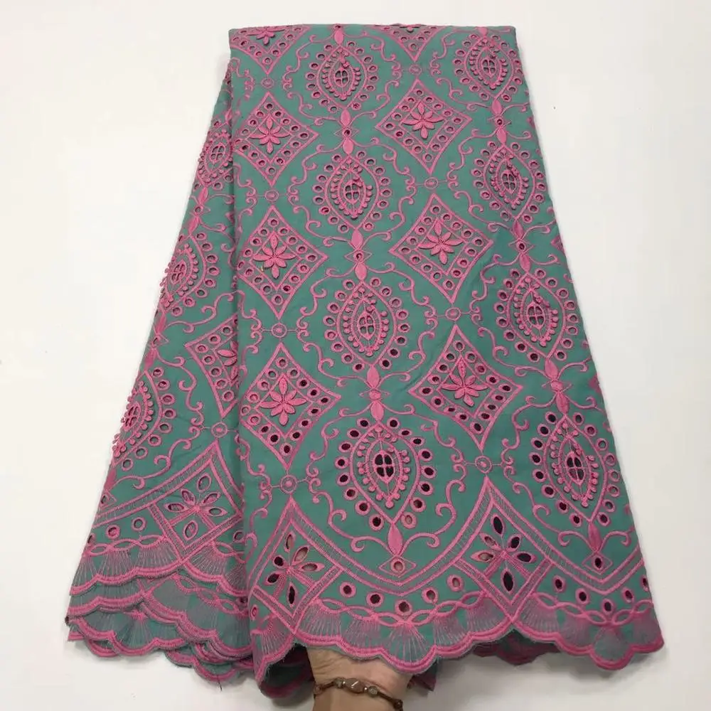 

African Black Color Diamond Pattern Cotton Lace Fabric For Women JY7000