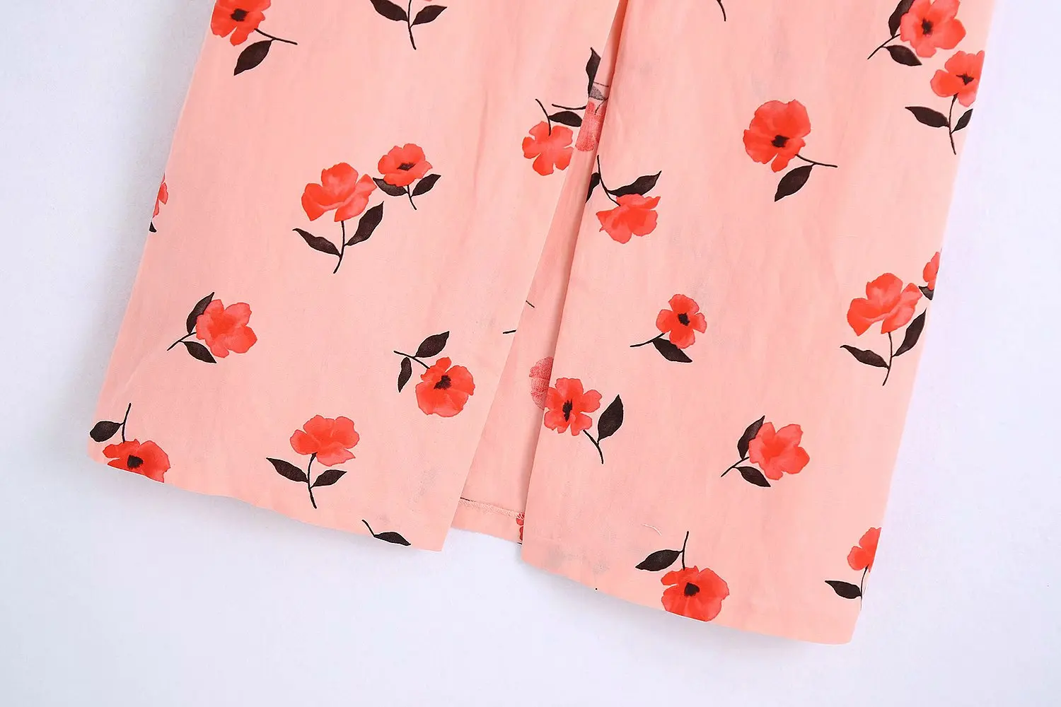 

Rose Print Linen High Waist Chic Women's Skirts Slit Sweet Harajuku Western Style Female Skirt
