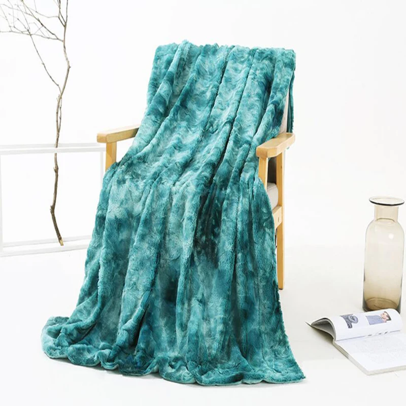 

80x120cm Shaggy Blanket Double Layer Super Soft Fuzzy Fur Rainbow Tie-Dye Printed Cover Blanket Comfortable Fluffy Throw Blanket