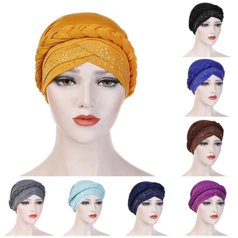 

2021muslim Turban Bonnet Wrap Head Scarf Hijab Hat Woman Inner Hijab Caps Sequined Headscarf Fashion Prom Headband Hat