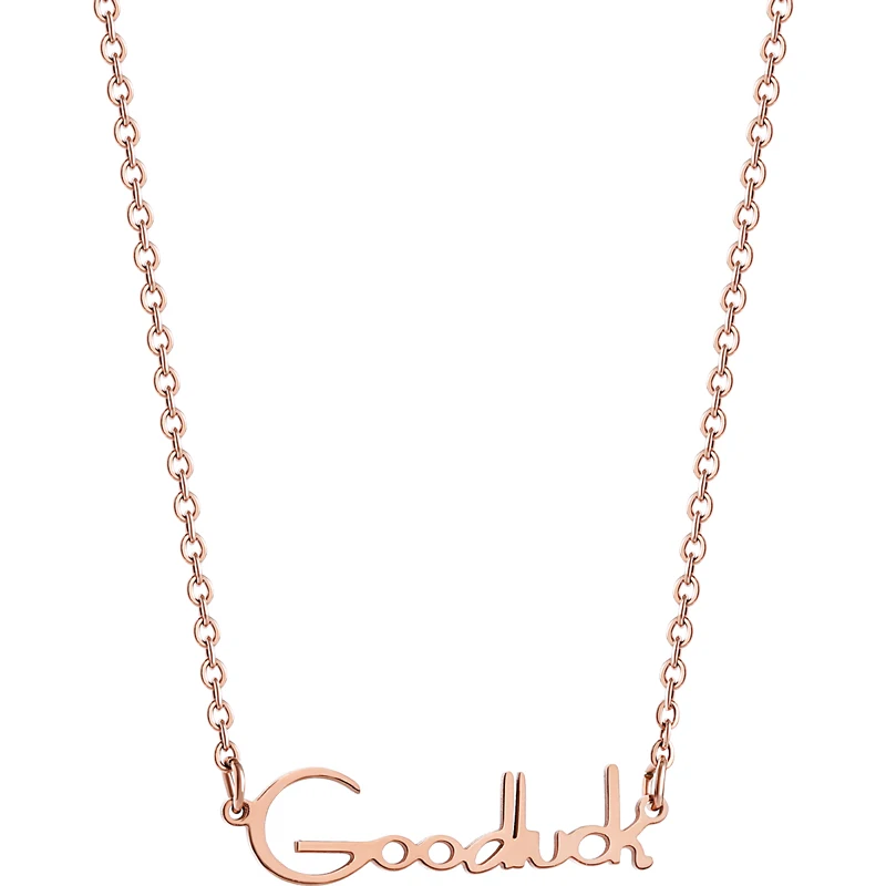 Модное ювелирное ожерелье из титана с надписью Good Luck подвеска розового золота