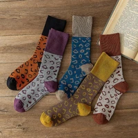 ladies students animal print crew sock girls soft cotton warm thick socks woman winter leopard printed ankle socks