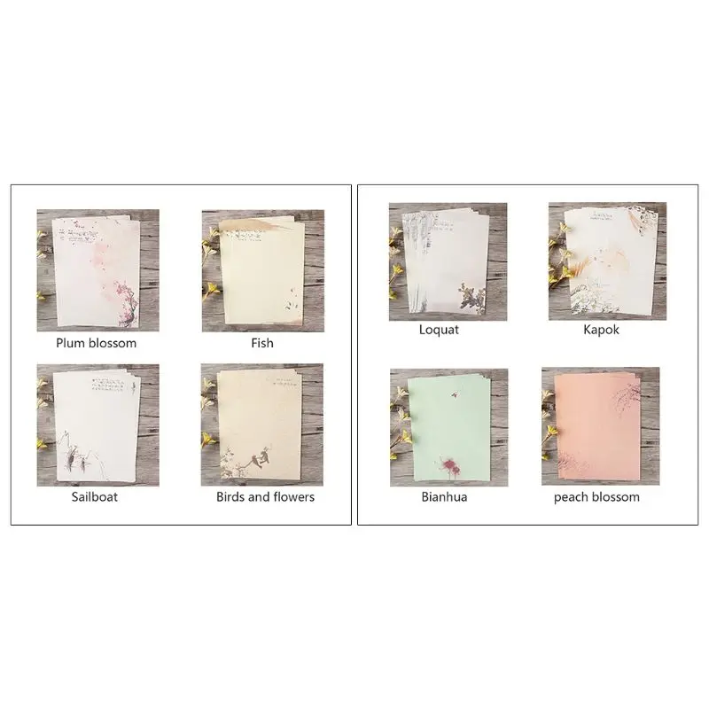 

32 pcs Chinese Style Envelopes Vintage Flowers Decoration Writing Paper Letter Set For Student Office School Supplies