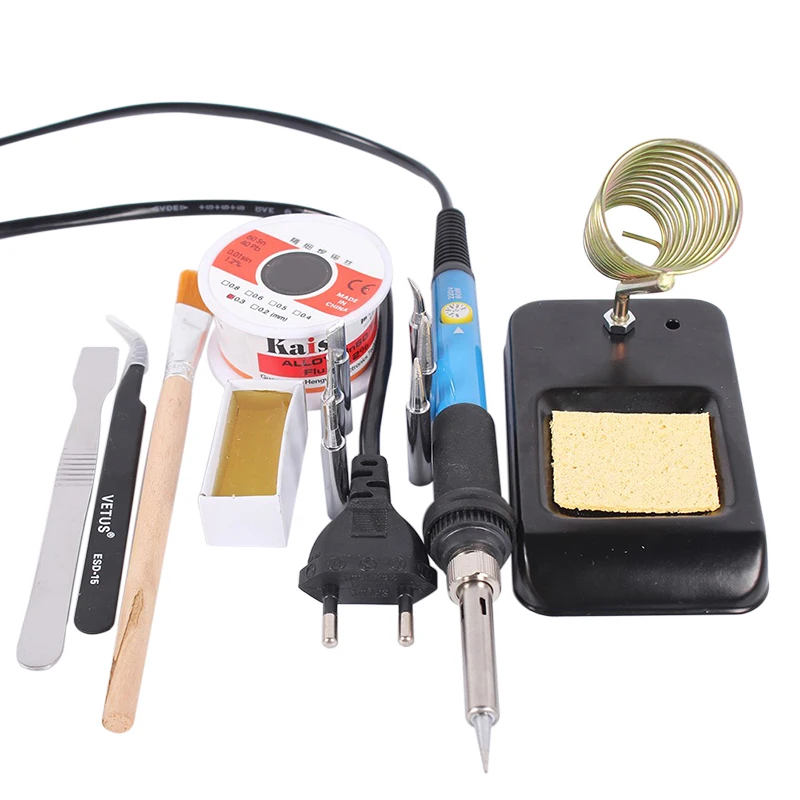 Электрический паяльник с регулируемой температурой 60 Вт 220 В EU/US для ремонта 6