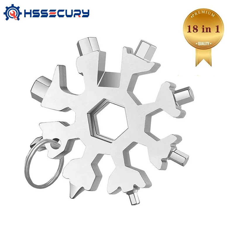 

18 in 1 Snowflake Spanner Keyring Hex Multifunction Outdoor Hike Wrench Key Ring Pocket Multipurpose Camp Survive Hand Tools