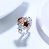 new trendy rose skull pattern bohemian heart shaped crystal inlaid ring womens ring fashion skull ring accessories party jewelr
