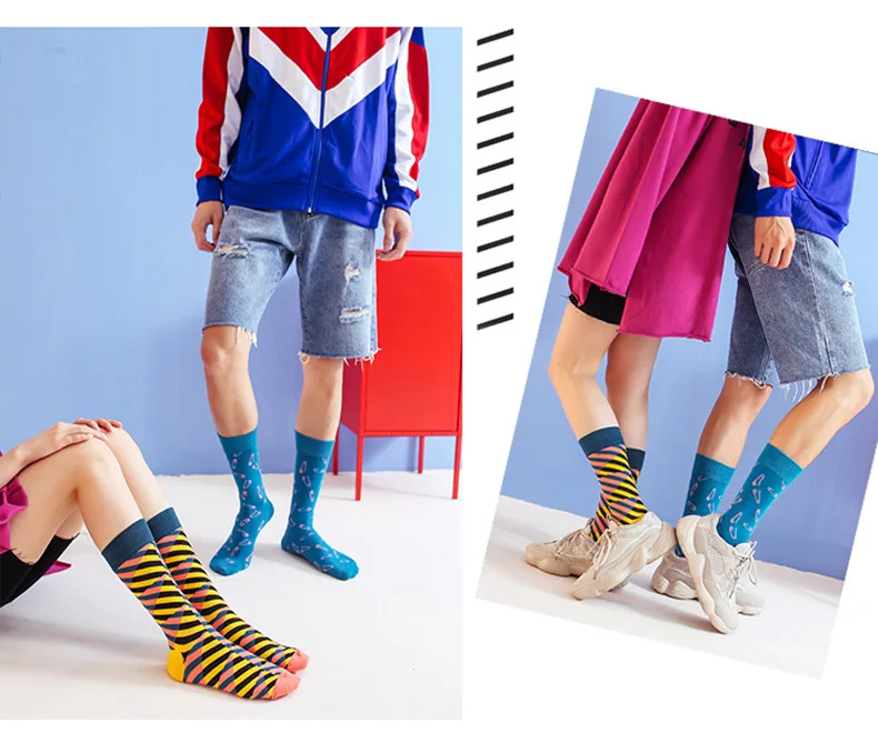 Скейтборд Chaussette Homme, Модные цветные женские носки с язычком, в европейском и американском стиле, в стиле хип-хоп, забавные носки Meias, Size36-42