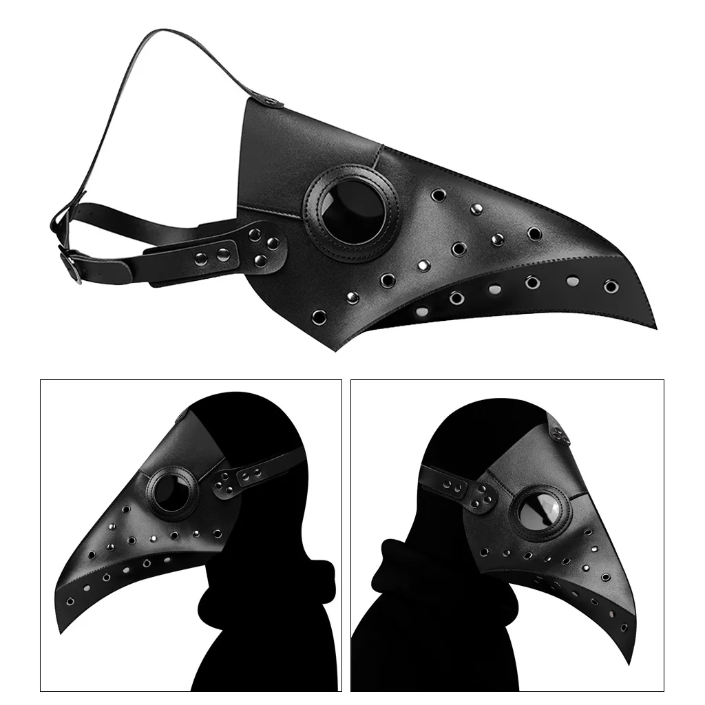 

PU Leather Plague Doctor Mask Gothic Cosplay Retro Steampunk Props Halloween Costume Full Face Masks Disguise Cover Accessories