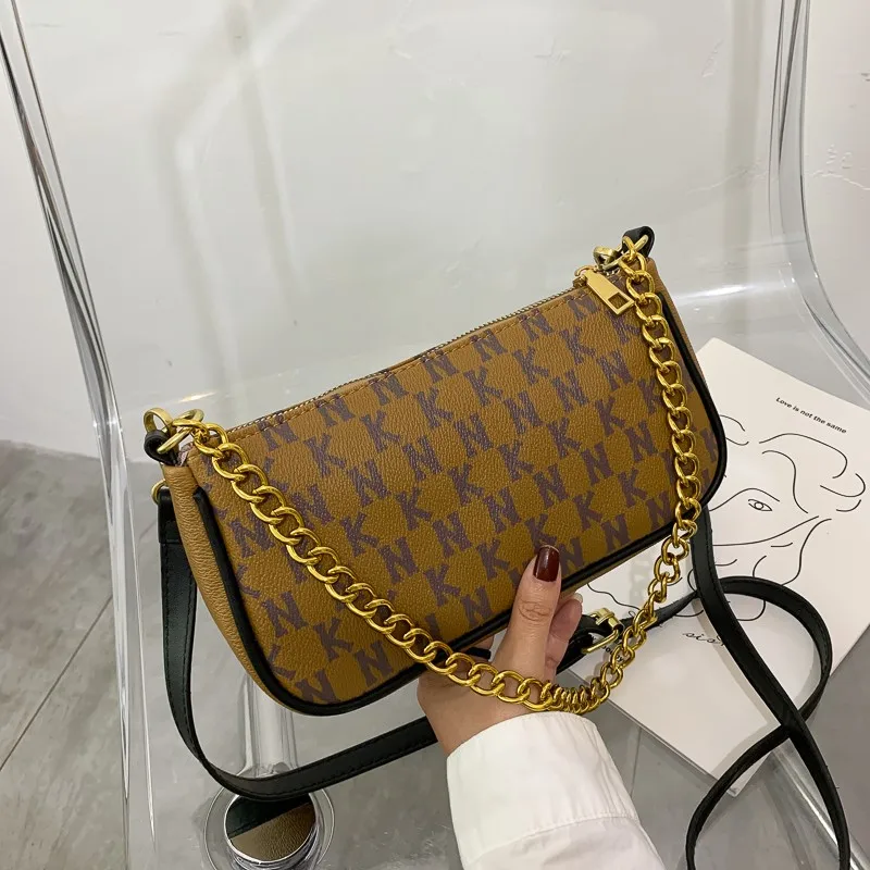 

Famous brand Chain Plaid Design Luxury Women's Bag European and American Fashion Women Shoulder Bag Pu Leather Messenger Bag lou