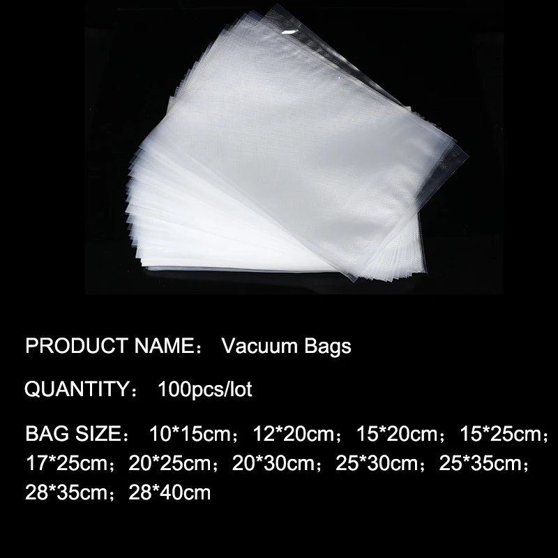 

Vacuum Sealer Bags 100pcs Packaging Machine Vacuum Food Bags Kitchen Storage Tools Household Food Fresh Keeping Accessories