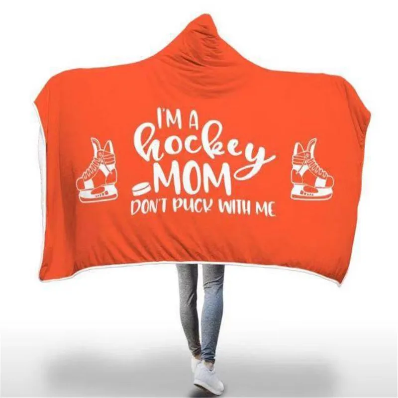 Hockey Mom 3D цифровое печатное одеяло с капюшоном шайба Спортивная плотная накидка