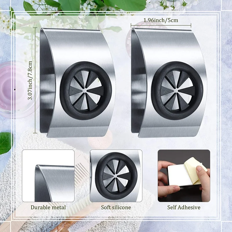 

4 Pieces Self Adhesive Dish Towel Holder Grabber Stainless Steel Kitchen Towel Hook Wall Mount Towel Hangers Holders