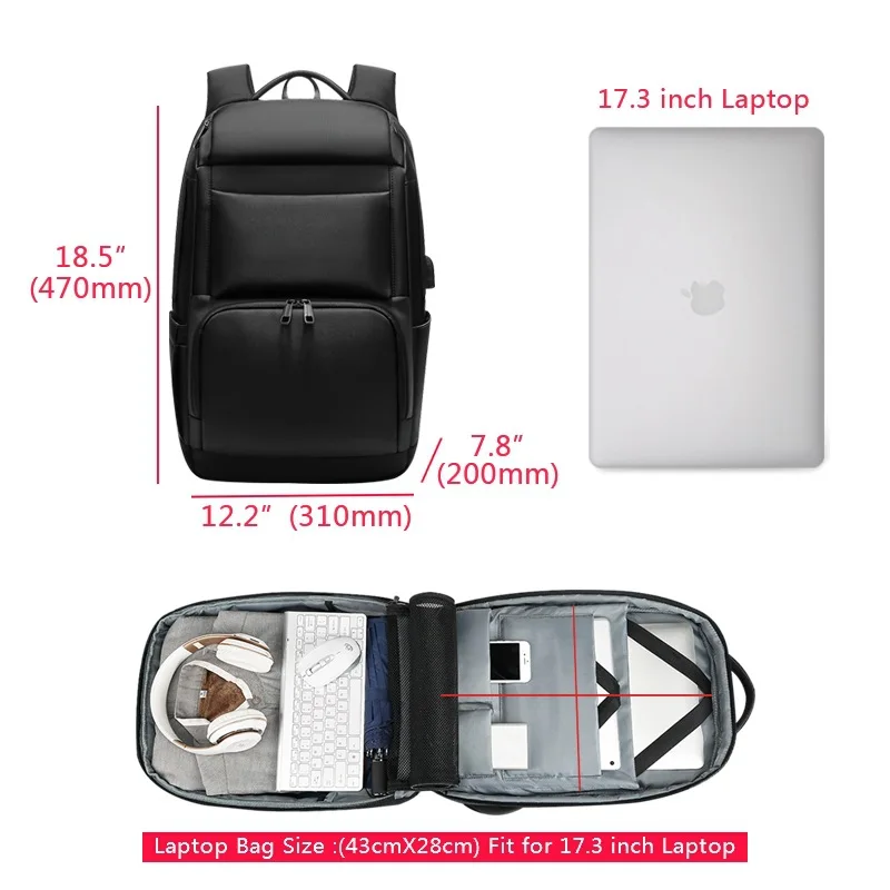 Man Backpack USB Charging Laptop 17 Inch Nylon Multi-layer Storage School Bag Travel Brand Male Mochila |