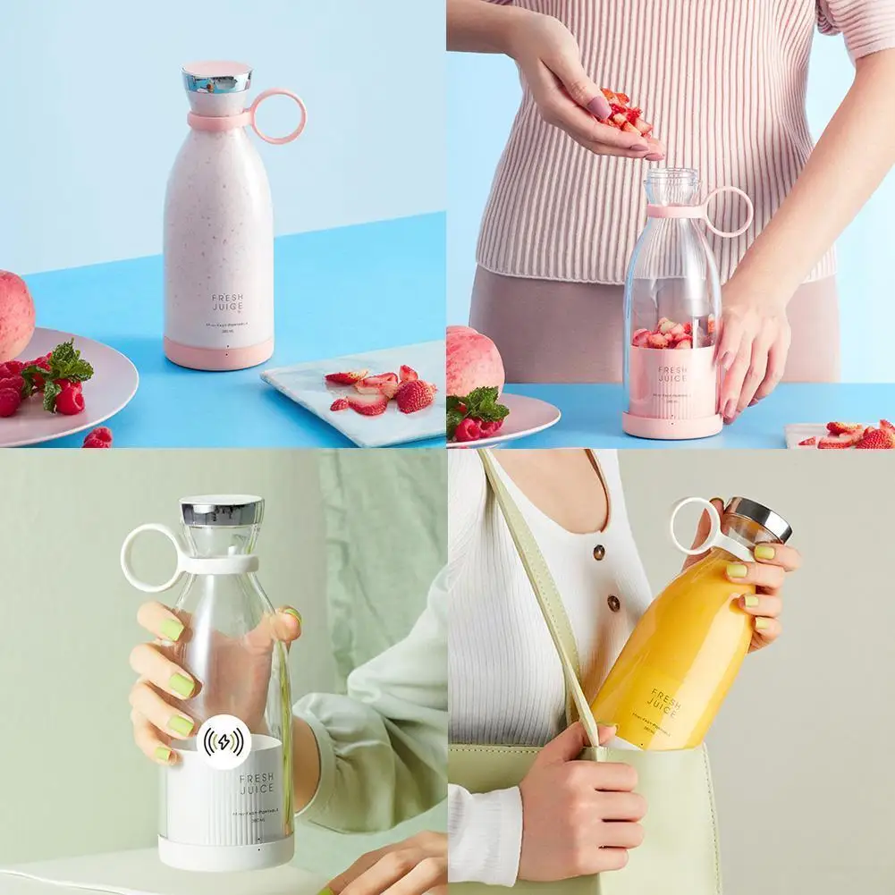 

350ml 82*82*218mm Portable Blender Durable Four Blades Personal Juicer Cup For Home Kitchen Silicone Metal Material N0o6