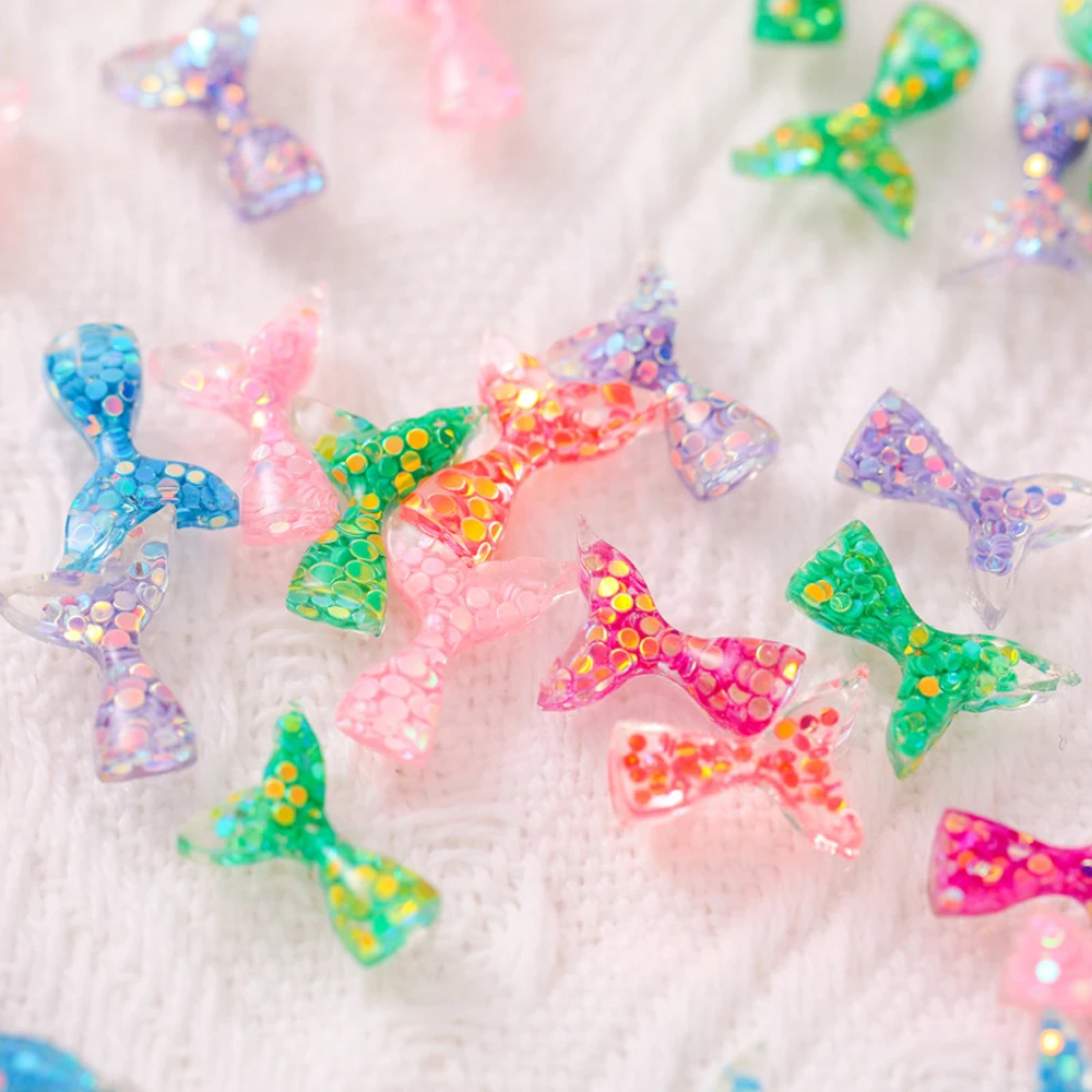 

20Pcs/Bag 3D Glitter Mermaid Tail Nail Art Decoration Dreamy Colorful Crystal Rhinestone Sparkly Sequin DIY Fish Nail Parts BS#4