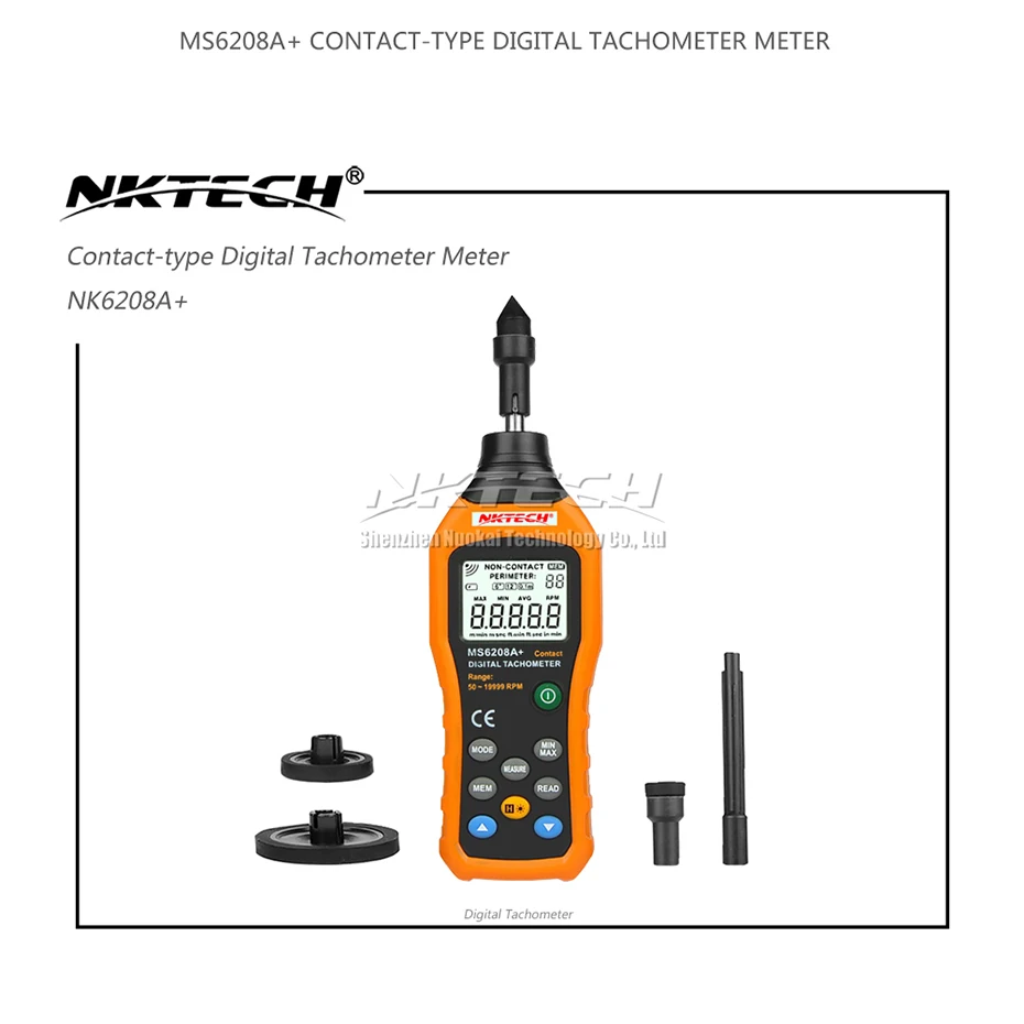 Цифровой тахометр NKTECH MS6208A + контактный 50 19999 ОБ/мин|speed meter|test meterrotation meter |