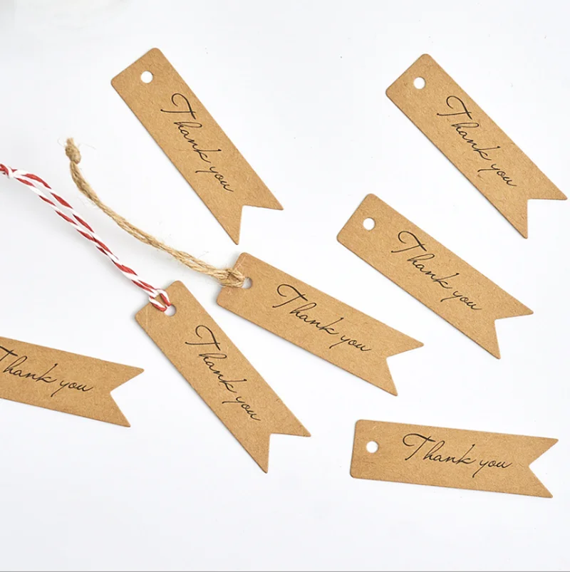100 шт./лот бирки для упаковки ручной работы из крафт бумаги благодарим Вас