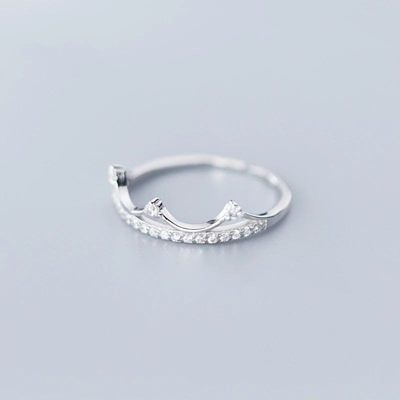 Женское кольцо в виде короны из серебра 100% пробы|Кольца| |