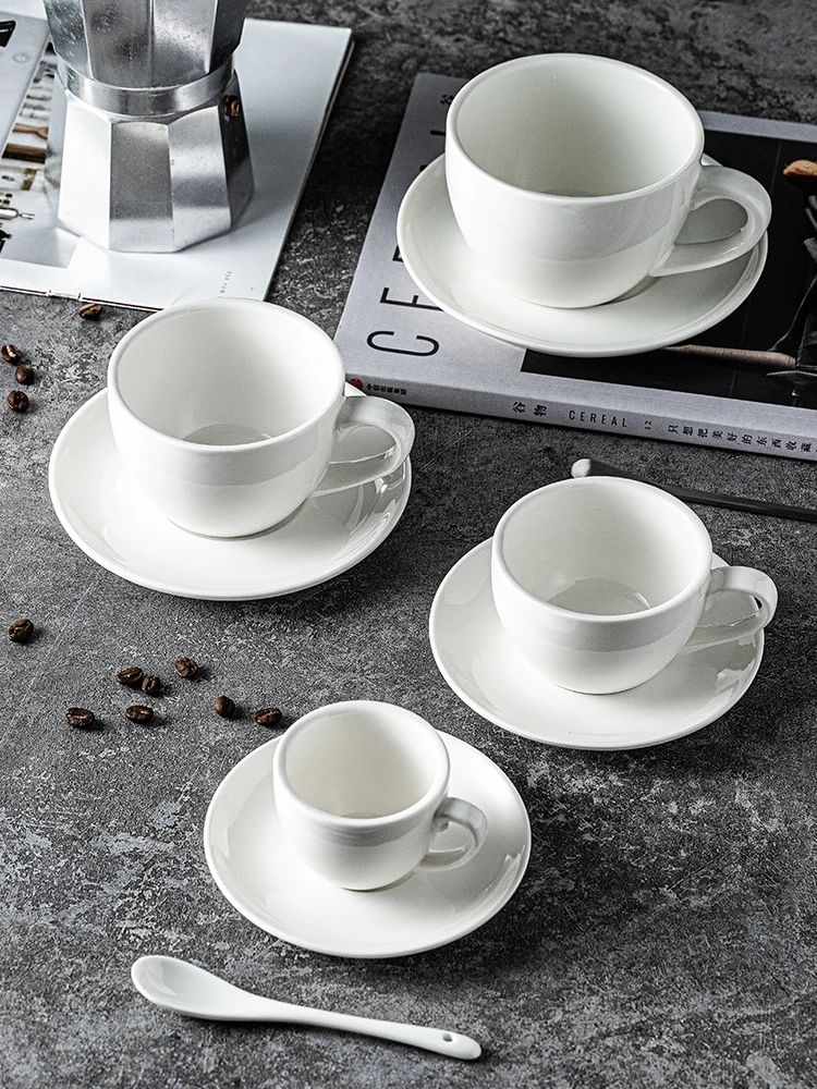 Европейская кофейная чашка набор блюдце белая с ручкой нескользящая
